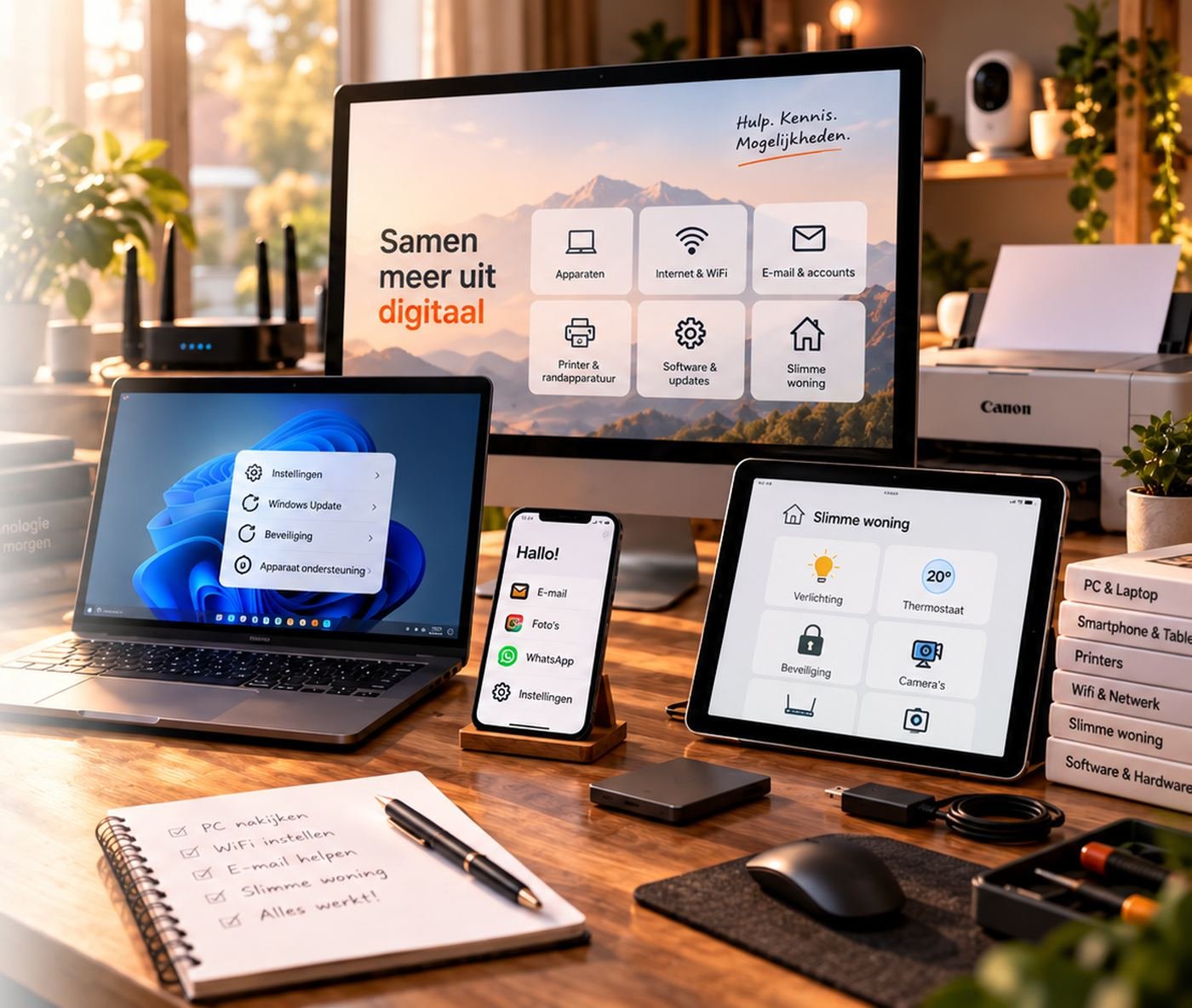 Digihulp aan huis: hulp bij laptop, smartphone, tablet, wifi, e-mail, printer en slimme woning